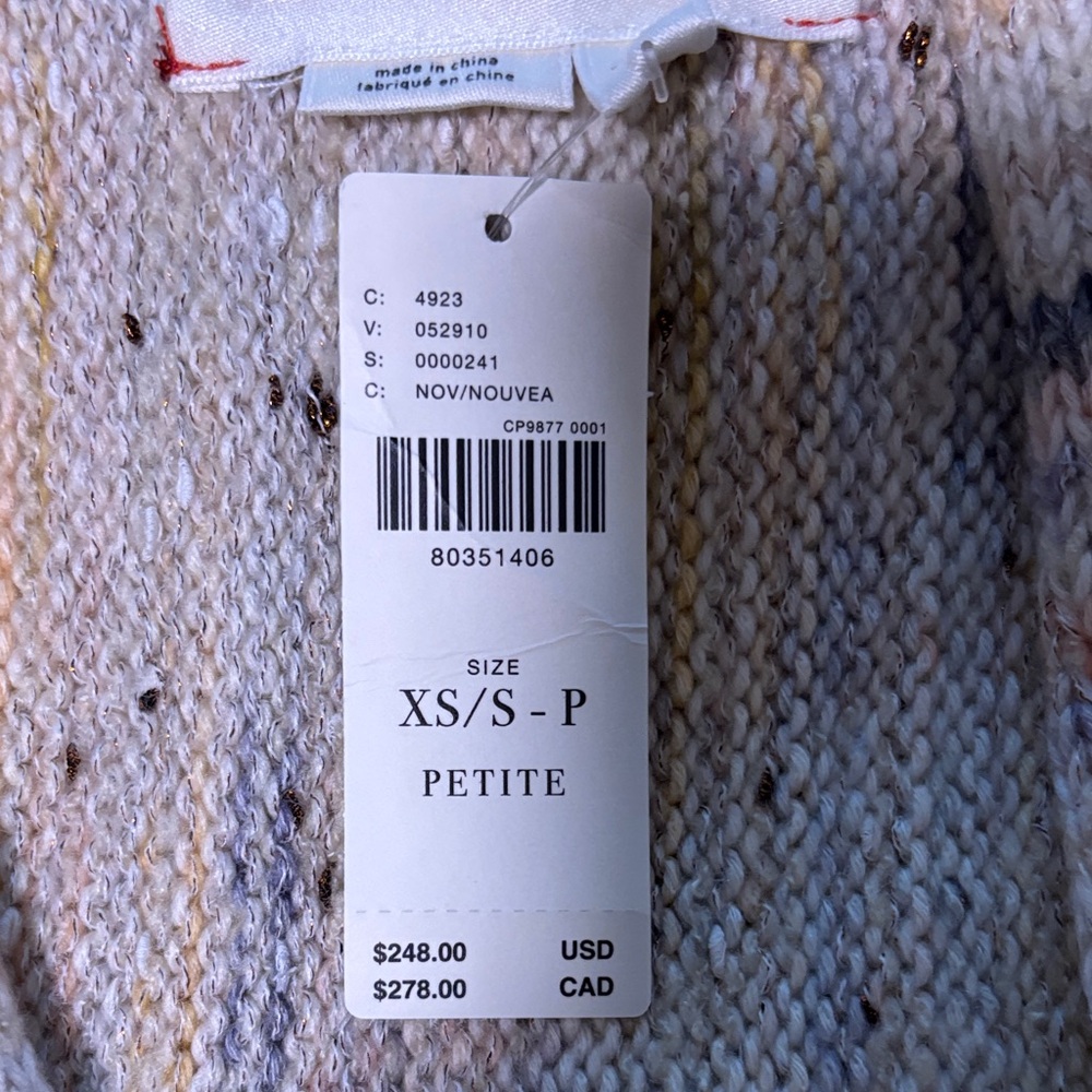 Anthropologie Cream, Gold,Green Floral Cocoon Sweater…NWT - Picture 8 of 10